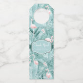 Flamingo Orchid Tropical Pattern Aquamarin ID868 Flaschenanhänger (Vorderseite)