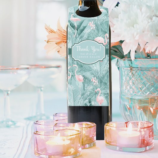 Flamingo Orchid Tropical Pattern Aquamarin ID868 Flaschenanhänger