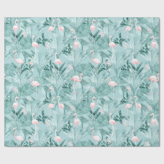 Flamingo Orchid Tropical Pattern Aquamarin ID868 Geschenkpapier (Flach)