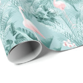 Flamingo Orchid Tropical Pattern Aquamarin ID868 Geschenkpapier (Rolleneckpunkt)