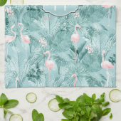 Flamingo Orchid Tropical Pattern Aquamarin ID868 Geschirrtuch (Gefaltet)