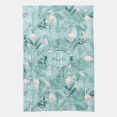 Flamingo Orchid Tropical Pattern Aquamarin ID868 Geschirrtuch (Vertikal)