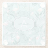Flamingo Orchid Tropical Pattern Aquamarin ID868 Glasuntersetzer (Rückseite)