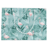 Flamingo Orchid Tropical Pattern Aquamarin ID868 Große Geschenktüte (Rückseite)
