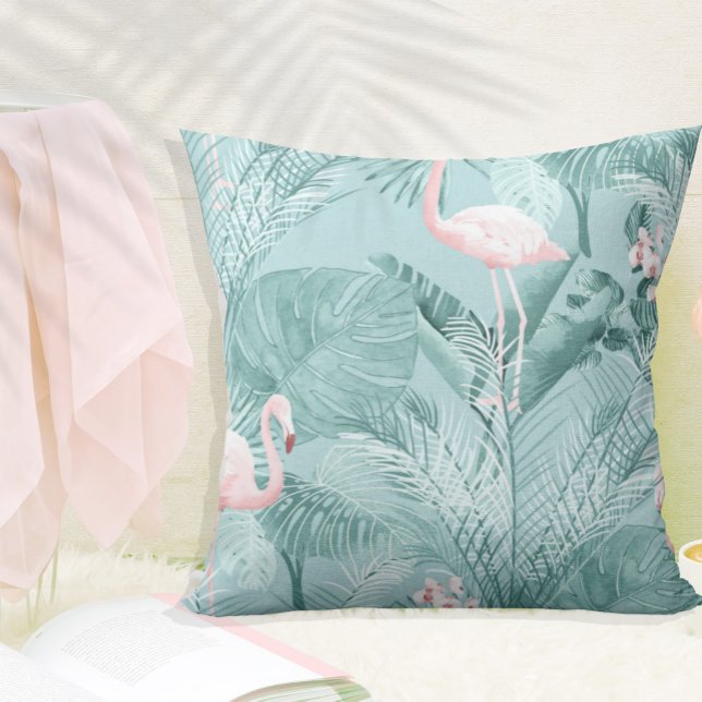 Flamingo Orchid Tropical Pattern Aquamarin ID868 Kissen (Von Creator hochgeladen)