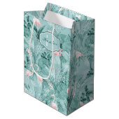 Flamingo Orchid Tropical Pattern Aquamarin ID868 Mittlere Geschenktüte (Vorderseite Schrägansicht)