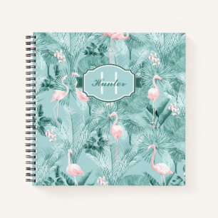 Flamingo Orchid Tropical Pattern Aquamarin ID868 Notizblock