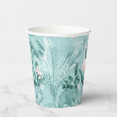 Flamingo Orchid Tropical Pattern Aquamarin ID868 Pappbecher (Rechts)