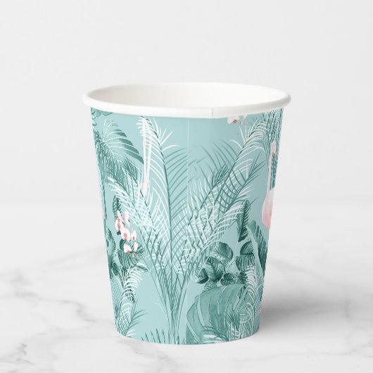 Flamingo Orchid Tropical Pattern Aquamarin ID868 Pappbecher (Rechts)