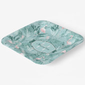 Flamingo Orchid Tropical Pattern Aquamarin ID868 Pappteller (Gewinkelt)