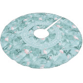 Flamingo Orchid Tropical Pattern Aquamarin ID868 Polyester Weihnachtsbaumdecke (Schrägansicht)