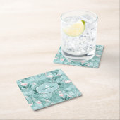 Flamingo Orchid Tropical Pattern Aquamarin ID868 Rechteckiger Pappuntersetzer (Vor Ort)