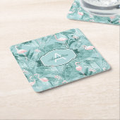Flamingo Orchid Tropical Pattern Aquamarin ID868 Rechteckiger Pappuntersetzer (angewinkelt)