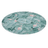 Flamingo Orchid Tropical Pattern Aquamarin ID868 Schneidebrett (Ecke)