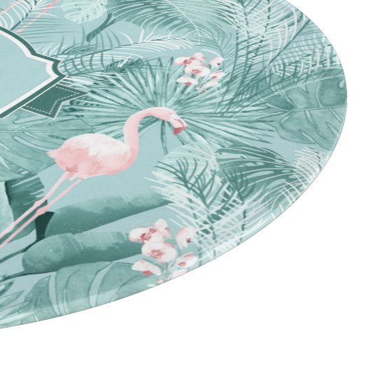 Flamingo Orchid Tropical Pattern Aquamarin ID868 Schneidebrett (Ecke)