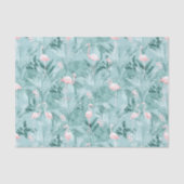 Flamingo Orchid Tropical Pattern Aquamarin ID868 Seidenpapier (Vorderseite)
