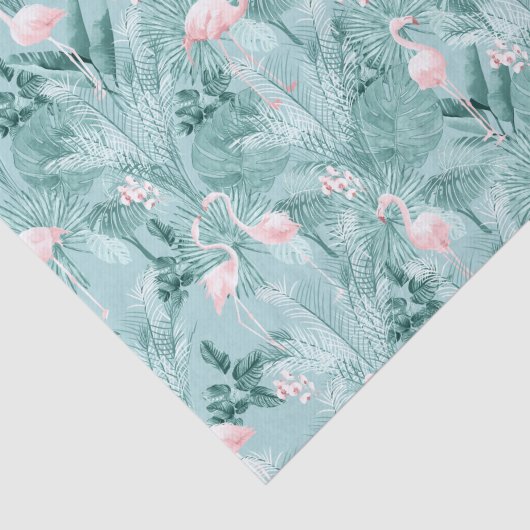 Flamingo Orchid Tropical Pattern Aquamarin ID868 Seidenpapier (Ausschnitt)
