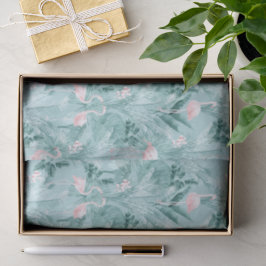 Flamingo Orchid Tropical Pattern Aquamarin ID868 Seidenpapier