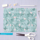 Flamingo Orchid Tropical Pattern Aquamarin ID868 Seidenpapier (Handwerk)