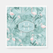 Flamingo Orchid Tropical Pattern Aquamarin ID868 Serviette (Vorderseite)