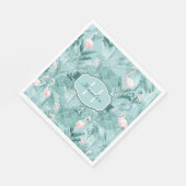 Flamingo Orchid Tropical Pattern Aquamarin ID868 Serviette (Ecke)