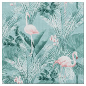 Flamingo Orchid Tropical Pattern Aquamarin ID868 Stoff (Nahaufnahme)
