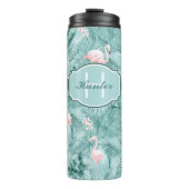 Flamingo Orchid Tropical Pattern Aquamarin ID868 Thermosbecher (Vorderseite)