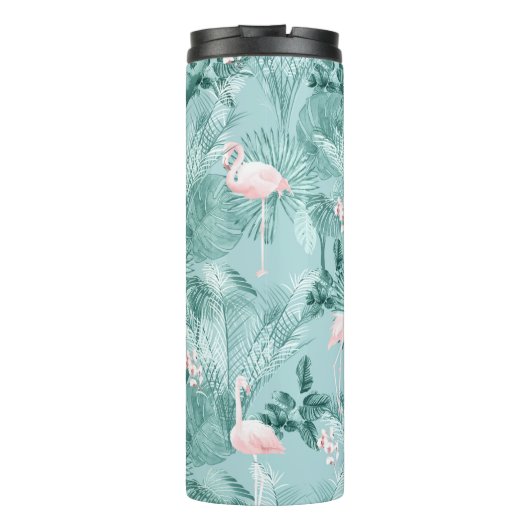 Flamingo Orchid Tropical Pattern Aquamarin ID868 Thermosbecher (Rückseite)