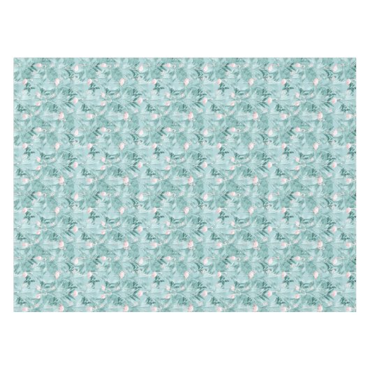 Flamingo Orchid Tropical Pattern Aquamarin ID868 Tischdecke (Vorderseite (Horizontal))