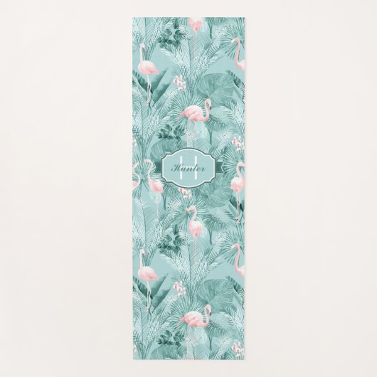 Flamingo Orchid Tropical Pattern Aquamarin ID868 Yogamatte (Vorderseite)