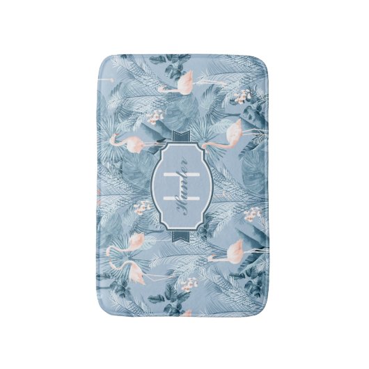 Flamingo Orchid Tropical Pattern Blue ID868 Badematte (Vorderseite Vertikal)