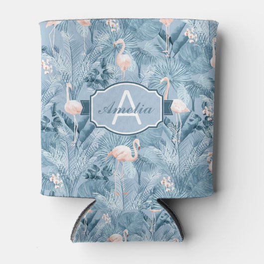 Flamingo Orchid Tropical Pattern Blue ID868 Dosenkühler (Vorderseite)