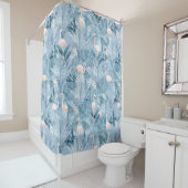 Flamingo Orchid Tropical Pattern Blue ID868 Duschvorhang (Beispiel)