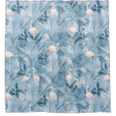 Flamingo Orchid Tropical Pattern Blue ID868 Duschvorhang (Vorderseite)