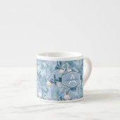 Flamingo Orchid Tropical Pattern Blue ID868 Espressotasse (Vorderseite Rechts)