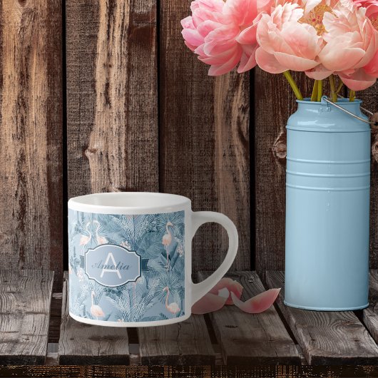 Flamingo Orchid Tropical Pattern Blue ID868 Espressotasse