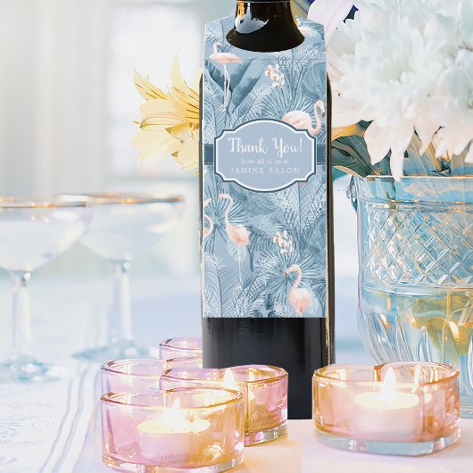 Flamingo Orchid Tropical Pattern Blue ID868 Flaschenanhänger