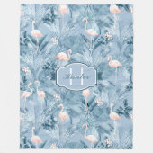 Flamingo Orchid Tropical Pattern Blue ID868 Fleecedecke (Vorderseite)