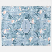 Flamingo Orchid Tropical Pattern Blue ID868 Fleecedecke (Vorderseite (Horizontal))