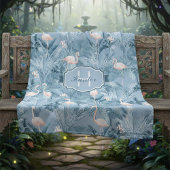 Flamingo Orchid Tropical Pattern Blue ID868 Fleecedecke