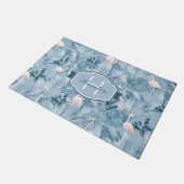 Flamingo Orchid Tropical Pattern Blue ID868 Fußmatte (Schrägansicht)