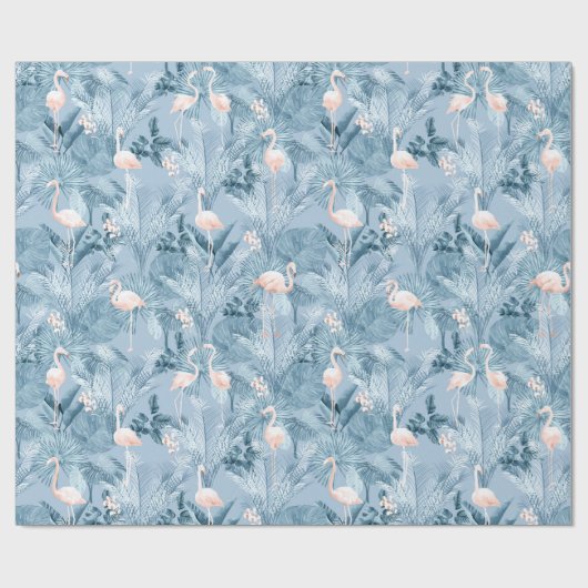 Flamingo Orchid Tropical Pattern Blue ID868 Geschenkpapier (Flach)
