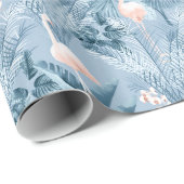 Flamingo Orchid Tropical Pattern Blue ID868 Geschenkpapier (Rolleneckpunkt)