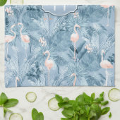 Flamingo Orchid Tropical Pattern Blue ID868 Geschirrtuch (Gefaltet)