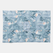 Flamingo Orchid Tropical Pattern Blue ID868 Geschirrtuch (Horizontal)