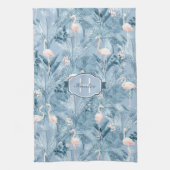Flamingo Orchid Tropical Pattern Blue ID868 Geschirrtuch (Vertikal)