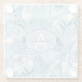 Flamingo Orchid Tropical Pattern Blue ID868 Glasuntersetzer (Rückseite)