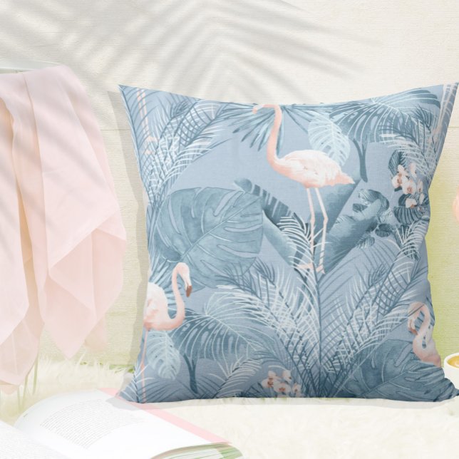 Flamingo Orchid Tropical Pattern Blue ID868 Kissen (Von Creator hochgeladen)