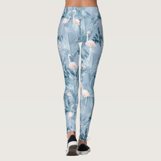 Flamingo Orchid Tropical Pattern Blue ID868 Leggings (Rückseite)