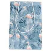 Flamingo Orchid Tropical Pattern Blue ID868 Mittlere Geschenktüte (Rückseite)